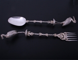 THE HAGUE: Fine and impressive armorial silver fork and spoon