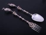 THE HAGUE: Fine and impressive armorial silver fork and spoon