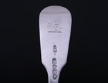 A set of five Victorian sterling silver fiddle pattern table forks