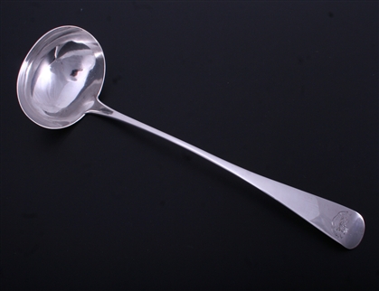 A George III provincial Old English pattern silver soup ladle