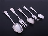 A matched service of Victorian Old English pattern sterling silver flatware for six people