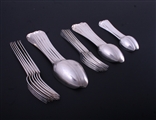 A matched service of Victorian Old English pattern sterling silver flatware for six people
