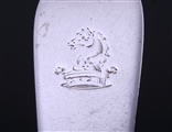 A George III fiddle pattern sterling silver table fork and spoon