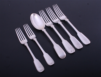 Collection of Victorian fiddle and thread pattern sterling silver flatware