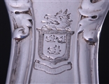 A pair of Victorian Hourglass pattern sterling silver dessert spoons