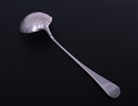 A George II Hanoverian pattern sterling silver soup ladle