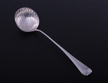 A George II Hanoverian pattern sterling silver soup ladle