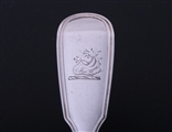 A set of six Victorian fiddle and thread pattern sterling silver dessert spoons