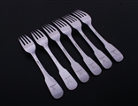 A set of six Scottish George IV fiddle pattern sterling silver table forks