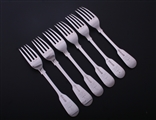 A set of six William IV fiddle pattern sterling silver dessert forks