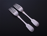 A pair of Irish Victorian fiddle pattern sterling silver table forks