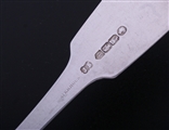 A set of eight Victorian Irish fiddle pattern sterling silver table spoons