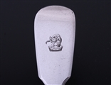 A set of eight Victorian Irish fiddle pattern sterling silver dessert spoons