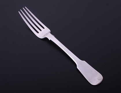 A George III fiddle pattern sterling silver table fork
