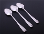 A set of three George III Old English pattern sterling silver table spoons