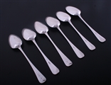 A matched set of six Irish George III Old English pattern sterling silver table spoons