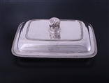 A fine pair of George III sterling silver entree dishes with armorial finials