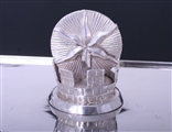 A fine pair of George III sterling silver entree dishes with armorial finials