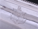 A fine pair of George III sterling silver entree dishes with armorial finials