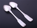 A pair of Irish George III sterling silver fiddle pattern sterling silver table spoons