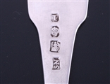 A pair of Irish George III sterling silver fiddle pattern sterling silver table spoons