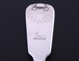 A pair of George III fiddle pattern sterling silver table spoons