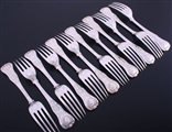 A set of 12 William IV King's pattern sterling silver table forks