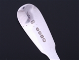 A set of three George III fiddle pattern sterling silver table spoons