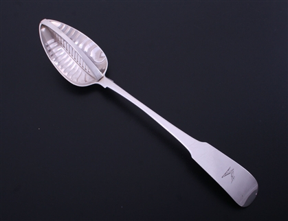 An Irish George III fiddle pattern sterling silver sifting spoon