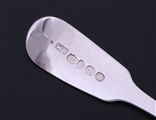 A set of six George IV fiddle pattern sterling silver dessert spoons