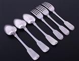An Irish George IV fiddle pattern sterling silver part dessert service