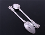 A pair of William IV King's pattern sterling silver basting spoons