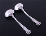 A pair of George IV King's Hourglass pattern sterling silver sauce ladles
