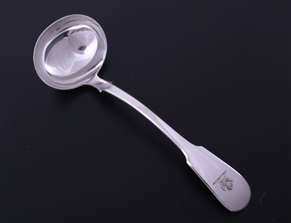A Scottish Victorian fiddle pattern sterling silver sauce ladle
