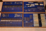 Magnificent and extensive Victorian canteen of fiddle and thread pattern flatware and cutlery