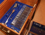 Magnificent and extensive Victorian canteen of fiddle and thread pattern flatware and cutlery