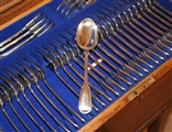 Magnificent and extensive Victorian canteen of fiddle and thread pattern flatware and cutlery