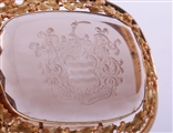 Exceptional Victorian gold and hardstone intaglio armorial brooch