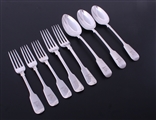 A matched collection of Victorian sterling silver fiddle pattern flatware