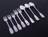 A matched collection of Victorian sterling silver fiddle pattern flatware