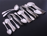 WINSTON CHURCHILL INTEREST: A fine 34 piece George IV fiddle and thread pattern service of flatware for six people