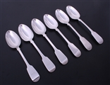 A set of six Victorian sterling silver fiddle pattern table spoons
