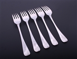 A set of five Scottish George III Old English pattern sterling silver table forks