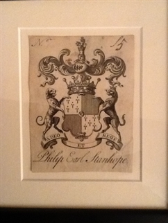 An early 18th century armorial bookplate for Stanhope