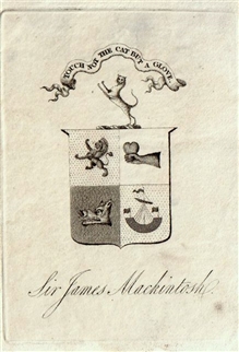 A 19th century armorial bookplate for Sir James Mackintosh