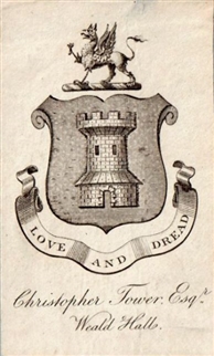 An early 19th century armorial bookplate for Tower
