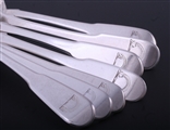 A set of ten George III fiddle pattern sterling silver tea spoons
