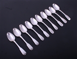 A set of ten George III fiddle pattern sterling silver tea spoons