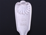 A set of twelve Irish Victorian fiddle, thread and shell pattern sterling silver table forks