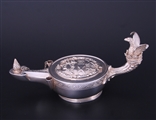 A rare and unusual 19th century French silver inkstand designed as a Roman lamp